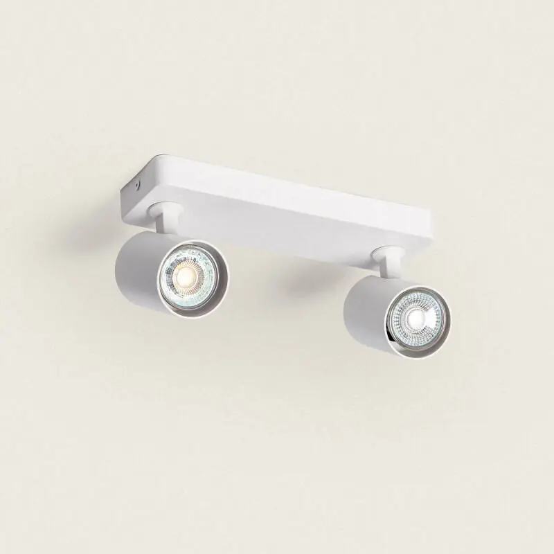 Plafonnier Orientable Aluminium 2 Spots Blanc Cora