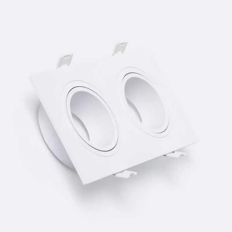 Collerette Downlight Carré Blanche pour deux Ampoules LED GU10 / GU5.3 Taille 75x155 mm
