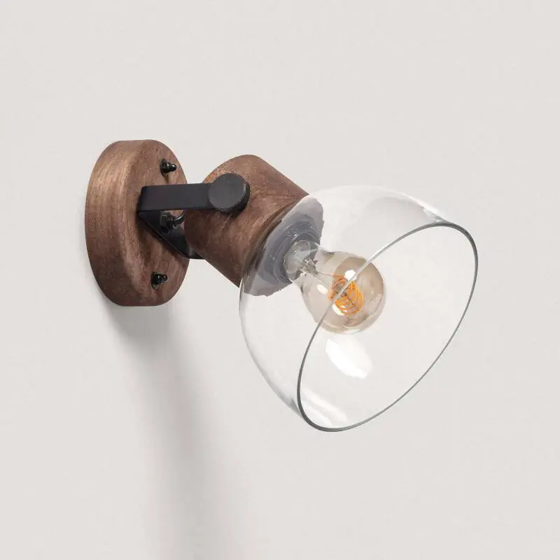 Lampe Murale Bois et Verre Dallas Glass ILUZZIA