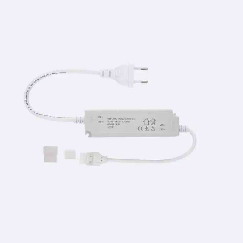 Driver Flicker Free pour Ruban LED Auto-Redressement 220V AC COB SILICONE FLEX Largeur 10mm Monochrome
