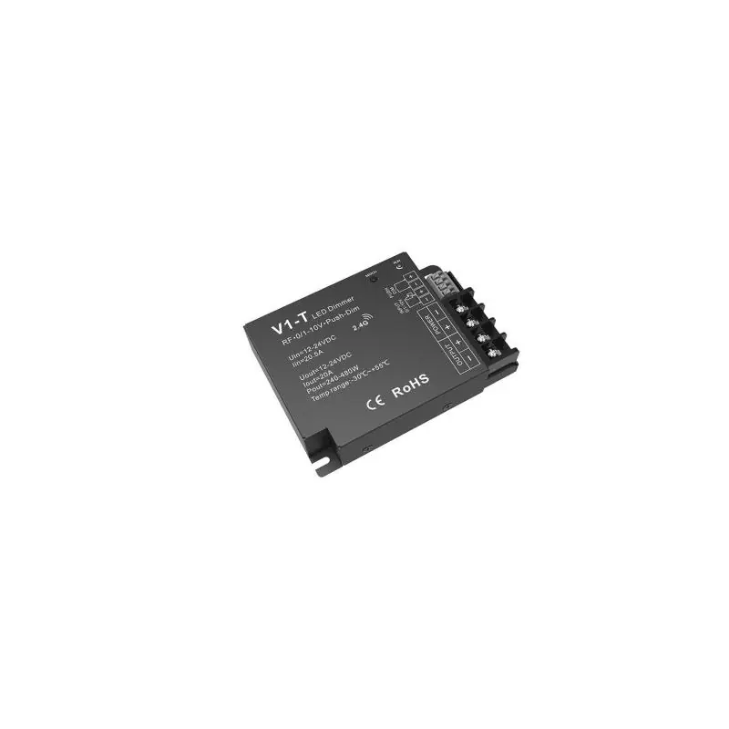 Contrôleur Ruban LED Monochrome 12-24V Haute Puissance SKYDANCE V1-T Compatible avec 0/1-10 V, Bouton-Poussoir et RF