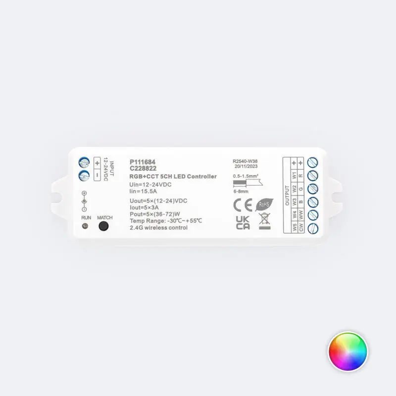 Contrôleur Ruban LED RGB+CCT 12-24V SKYDANCE V5-M Compatible avec Télécommande RF