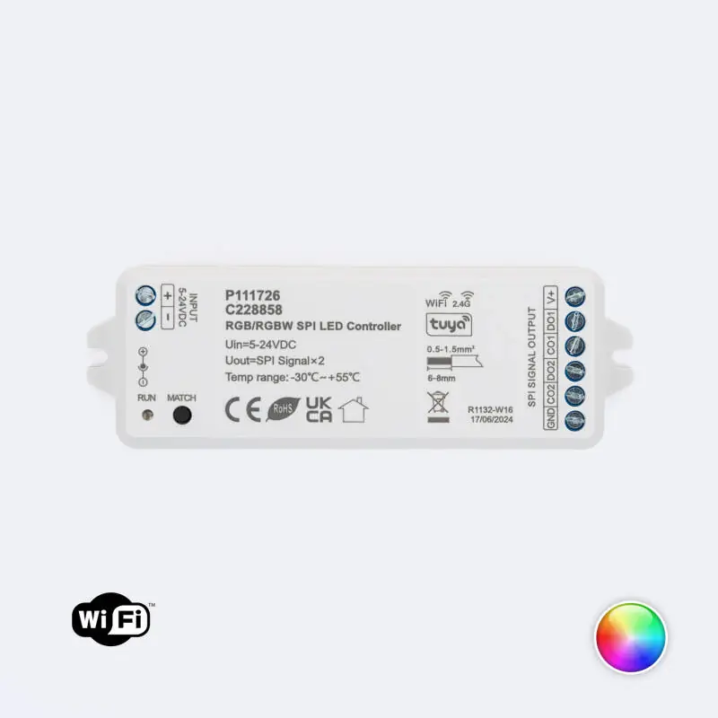 Contrôleur WIFI Ruban LED Numérique SPI RGB/RGBW 12-24V SKYDANCE WT-SPI Compatible avec Télécommande RF
