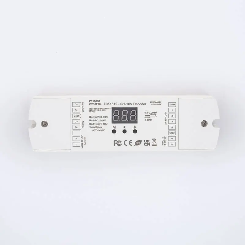 Décodeur DMX512 à 0/1-10 V 4 canaux avec RDM SKYDANCE DL-L pour Rail DIN