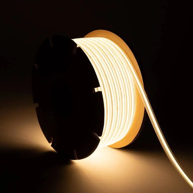 Ruban LED Dimmable 220V COB Auto-redressement 320 LED/m BOBINE 50m 8W/m 720 lm/m Largeur 12mm Coupe 50cm IP65 CRI90