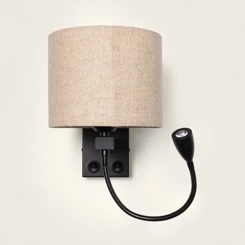 Lampe Murale avec Lumière de Lecture 2.5W Métal Black-Kianga