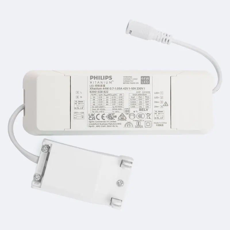 Driver Philips Xitanium Dimmable 1-10V 220-240V No Flicker Sortie de 30-42V à 1050mA 42W 9290 028 82280