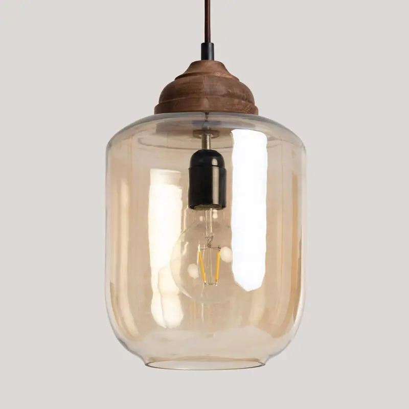 Suspension Bois et Verre Amber Dallas