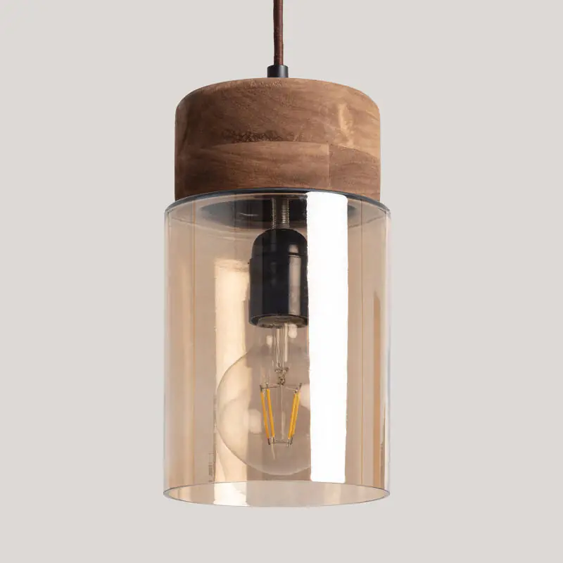 Suspension Bois et Verre Amber Dallas S