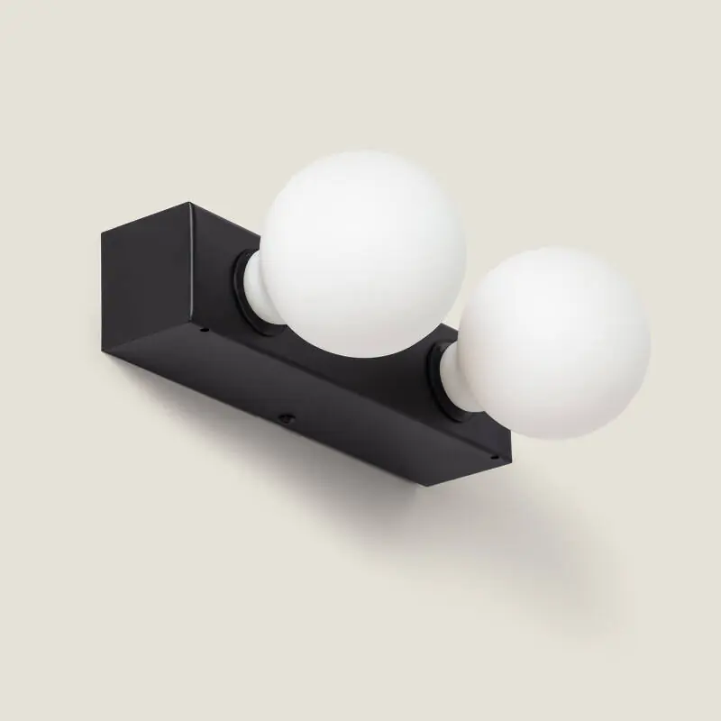 Lampe Murale Salle de Bain Métal 2 Spots Aizkra