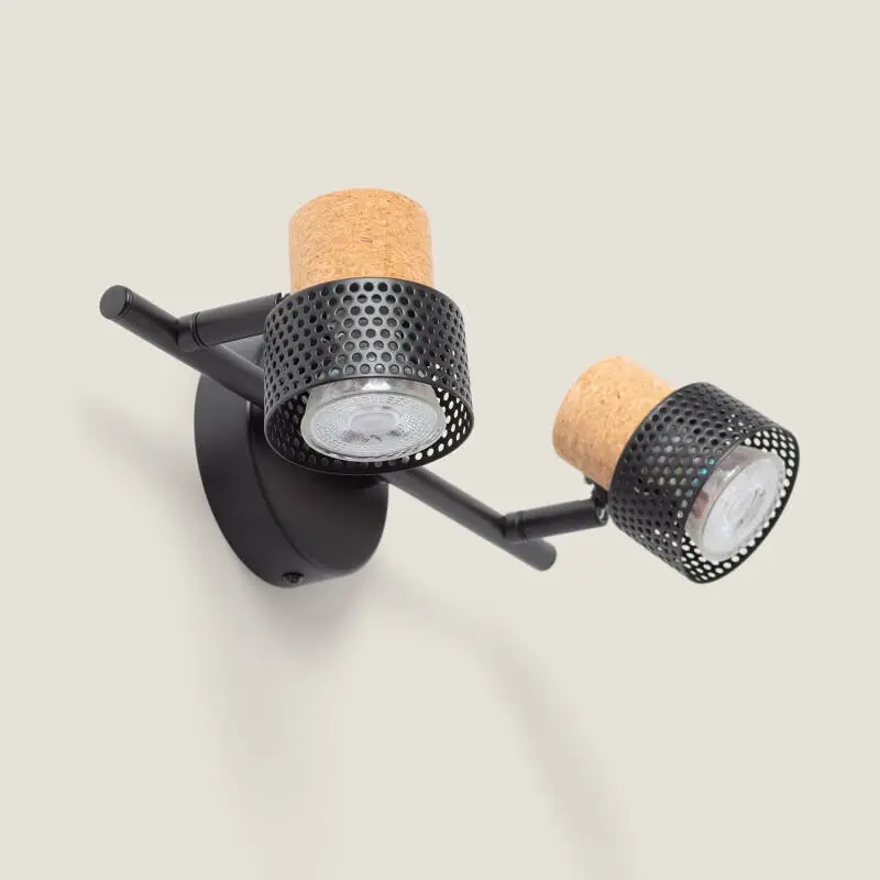 Lampe Murale Métal et Liège Deux Spots Liksy
