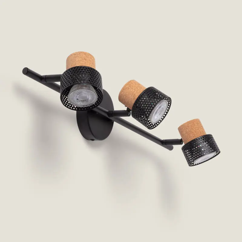 Lampe Murale Métal et Liège Trois Spots Liksy