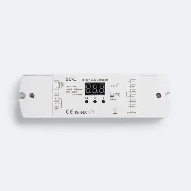 Contrôleur Ruban LED Numérique SPI RGB/RGBW 12-24V SKYDANCE SC-L Compatible avec Bouton-poussoir et Télécommande RF