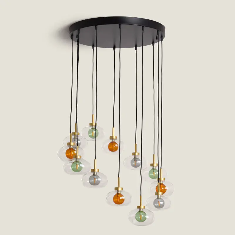 Suspension Aluminium et Verre 12 Spots Hassi