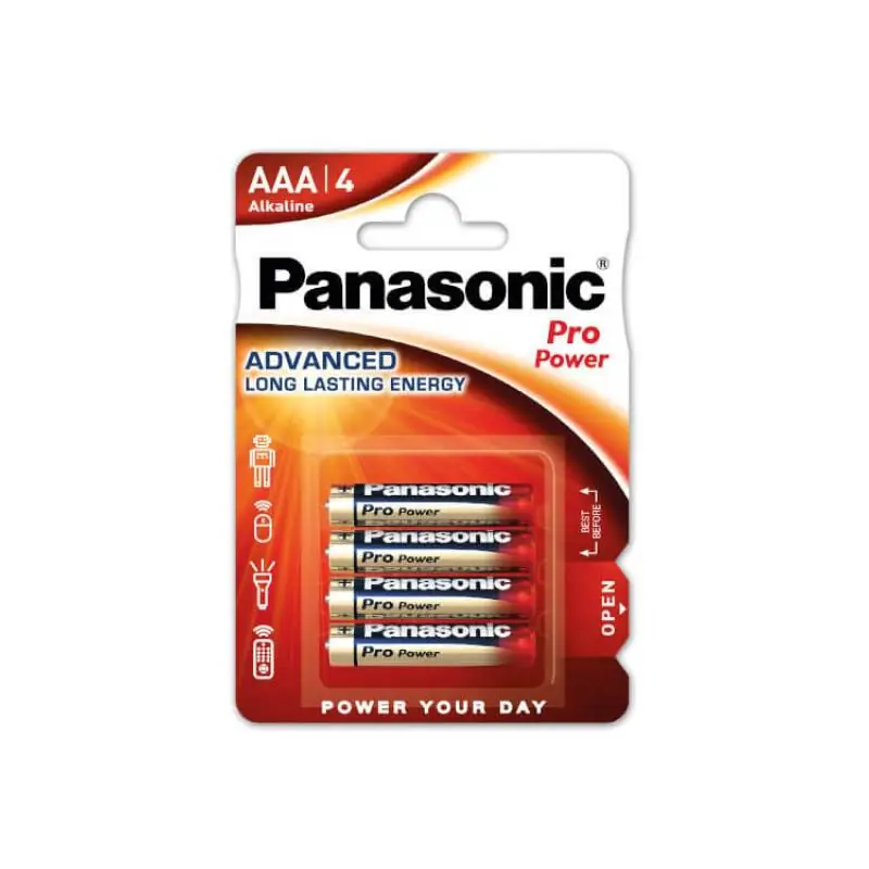 Pack de 4 Piles Alcalines PANASONIC AAA 1,5V LR03PPG/4BP Pro Power