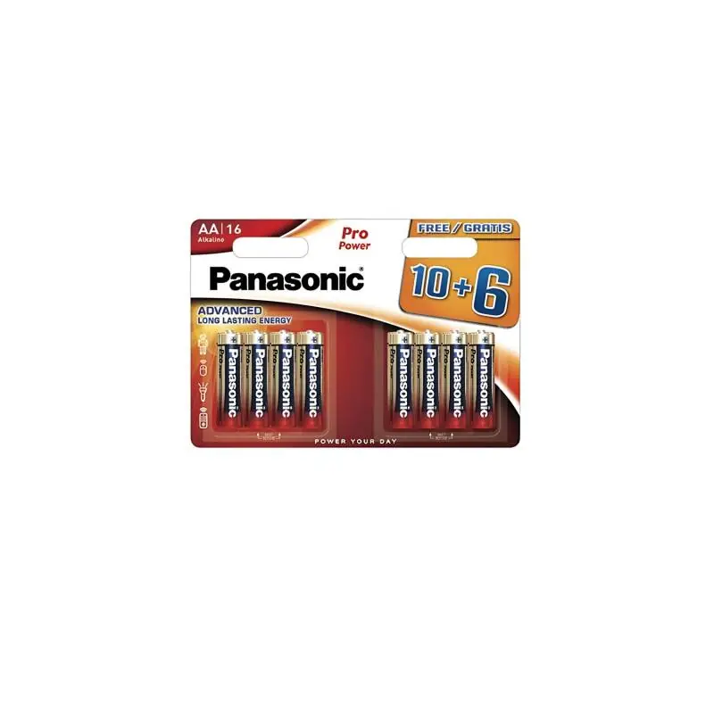 Pack 16 Piles Alcalines 1,5V PANASONIC AA LR6PP Pro Power