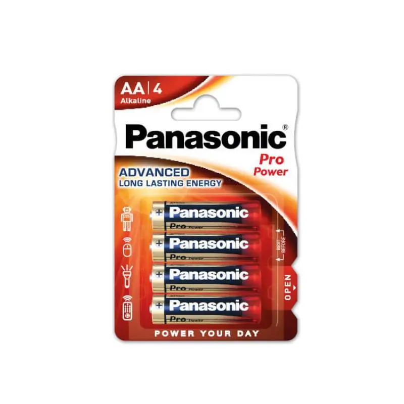 Pack de 4 Piles Alcalines 1.5V PANASONIC AA Pro Power LR6PPG