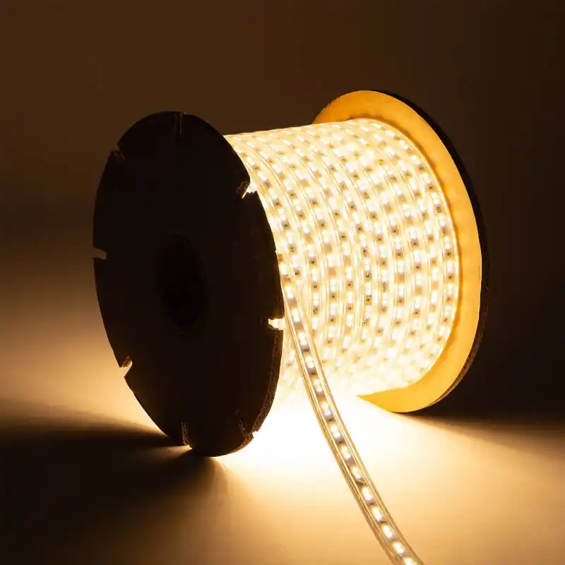 Ruban LED CCT 220V 120 LED/m BOBINE 50m 10W/m 900lm/m Largeur 14mm Coupe 100cm IP65