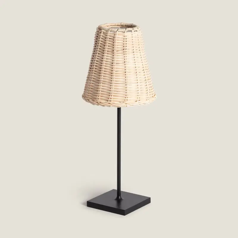 Lampe à Poser LED Portable Extérieur Aluminium et Rotin avec Batterie USB Rechargeable Medinilla