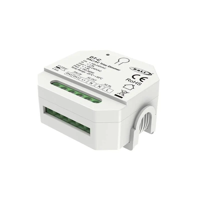 Convertisseur DALI-2 à TRIAC avec Push-Dim SKYDANCE DT-C pour Rail DIN Compatible avec Bouton-Poussoir
