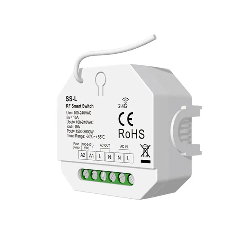 Interrupteur ON/OFF SKYDANCE SS-L Compatible avec Bouton-poussoir et Télécommande RF Pour Rail DIN