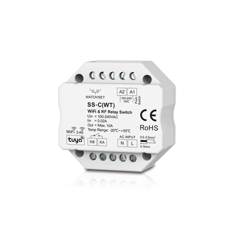 Interrupteur WiFi Compatible avec Bouton-poussoir et Télécommande RF SKYDANCE SS-C(WT)