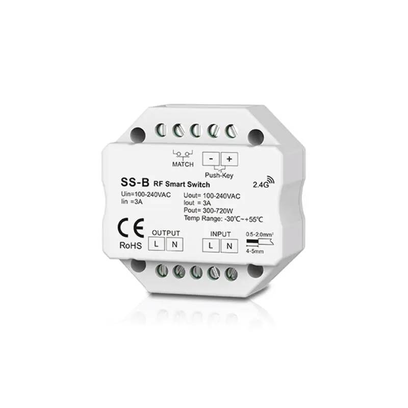 Interrupteur marche/arrêt SKYDANCE SS-B Compatible avec Bouton-Poussoir et Télécommande RF