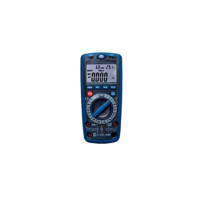 Multimètre Numérique Professionnel Multifonction 600V 10A avec Sonomètre, Luxmètre, Hygromètre et Thermomètre