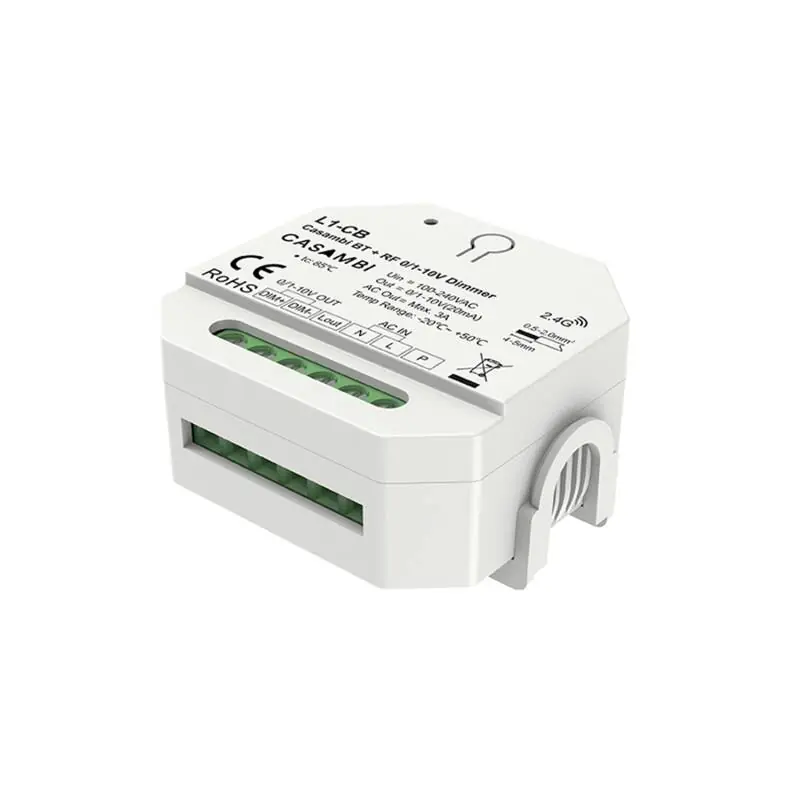 Variateur Casambi 0/1-10 V 1 Canal SKYDANCE L1-CB compatible avec Télécommande RF et Bouton-poussoir