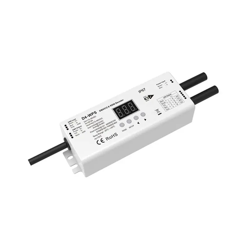Décodeur DMX512 et RDM 4 Canaux 12-48V SKYDANCE D4-WPS IP67