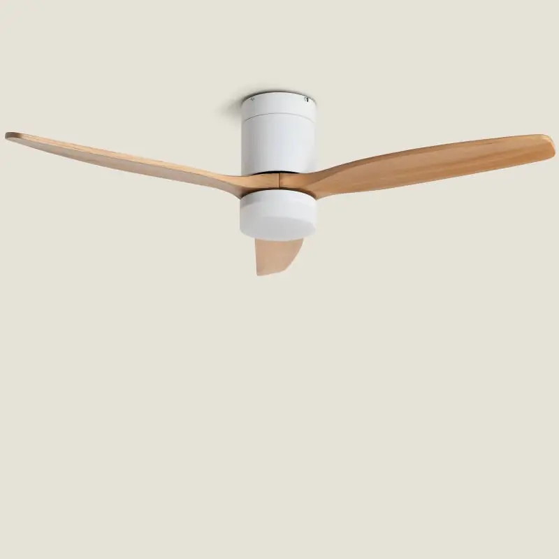 Ventilateur de Plafond avec Éclairage Silencieux DC Pales en Bois Leros
