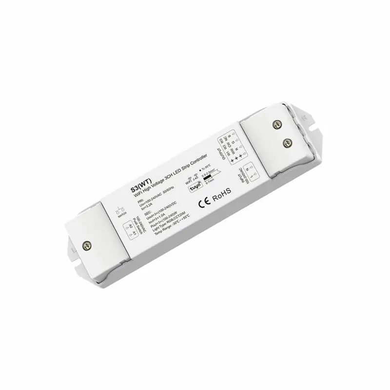 Contrôleur Wi-Fi Ruban LED 220V Monochrome/CCT/RGB SKYDANCE S3(WT) Compatible avec Bouton-poussoir et Télécommande RF