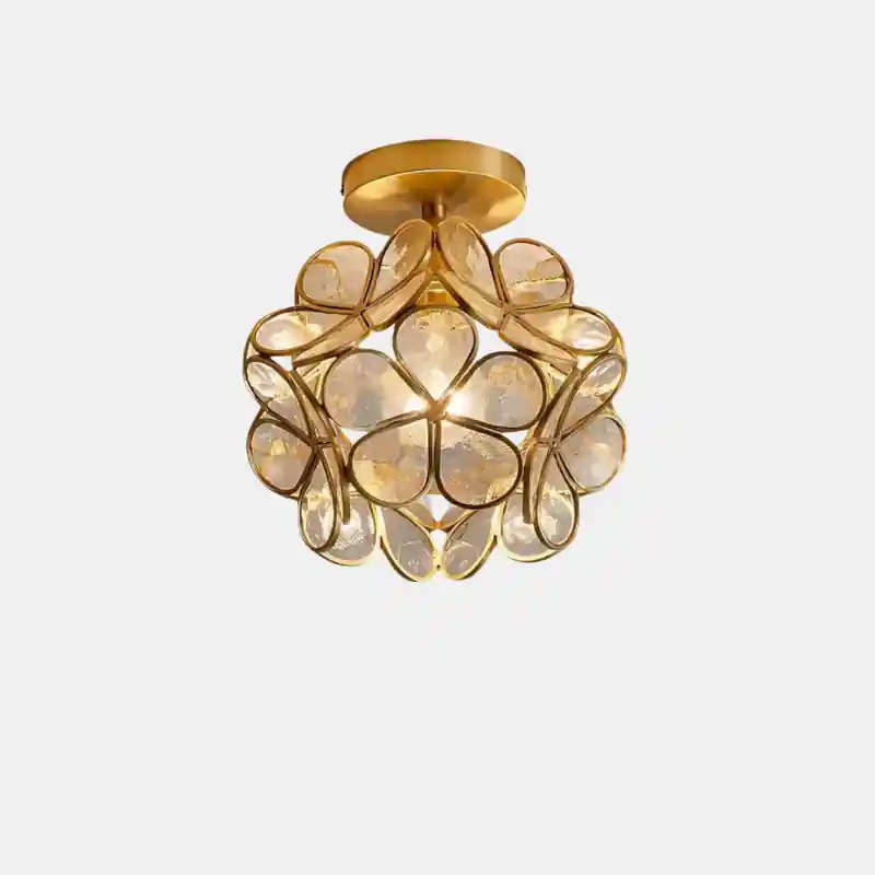 Plafonnier Floral en Verre Sculpté