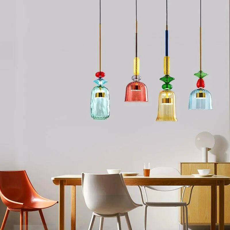 Suspension LED en verre teinté coloré style nordique Illumy