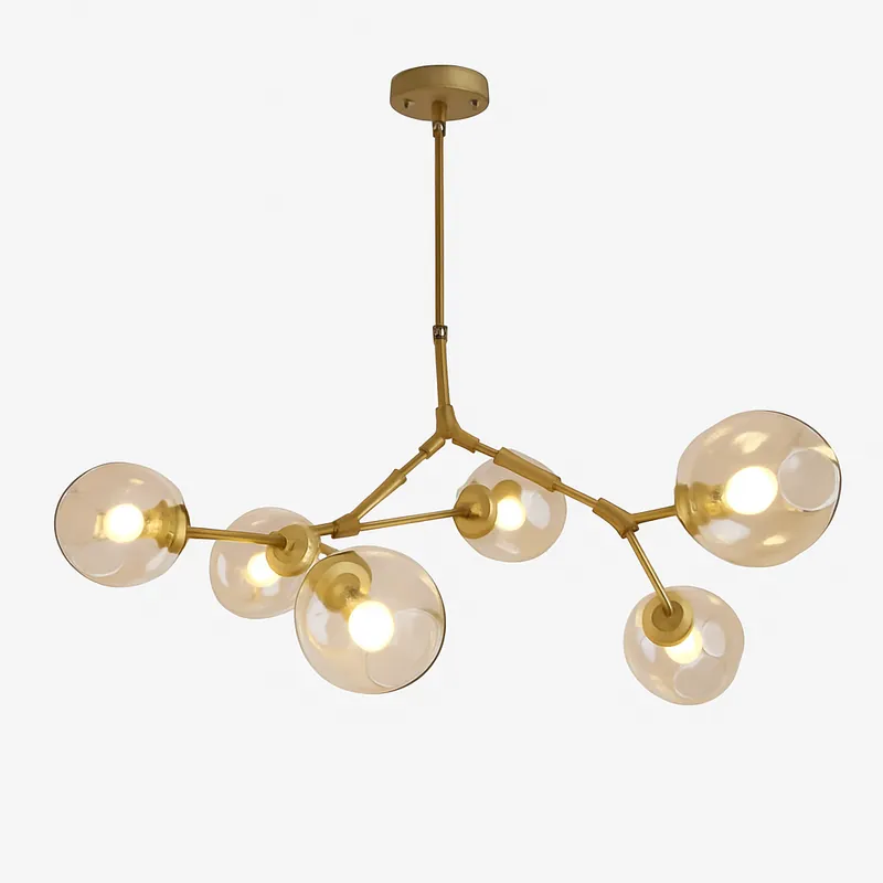 Lustre doré avec globes en verre – design chic et contemporain Lindsey
