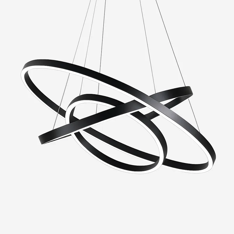 Lustre LED cercles entrelacés en métal – noir ou blanc, dimmable