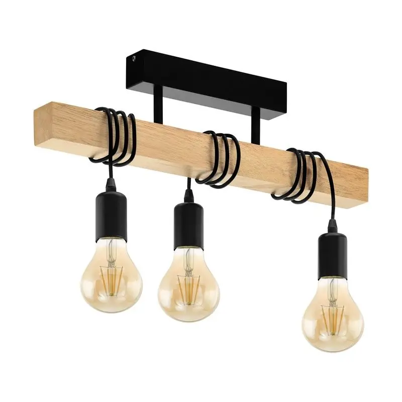 Plafonnier modèle Townshend de style vintage en bois Eglo