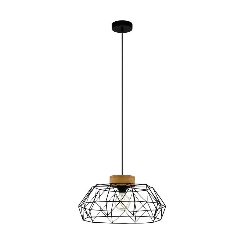 Suspension vintage modèle Padstow en bois naturel noir par Eglo