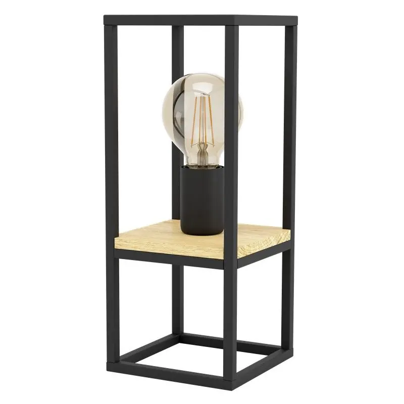 Lampe de Table modèle Libertad en Noir et Bois par Eglo