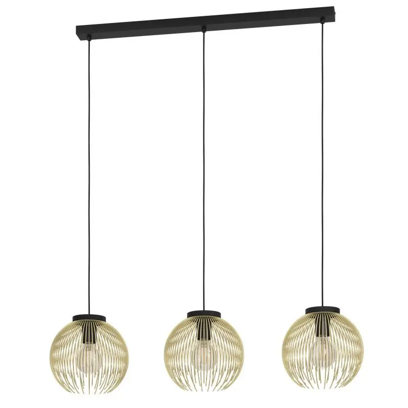 Plafonnier 3 lumières modèle Venezuela de couleur Or-Noir par Eglo