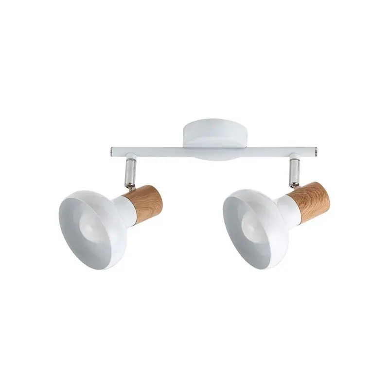Lampe Spot avec 2 lampes E14 en Blanc et Bois Style Scandinave modèle HOLLY par Rabalux