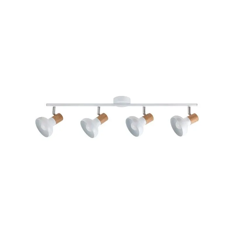 Lampe Spot avec 4 lampes E14 en Blanc et Bois Style Scandinave modèle HOLLY par Rabalux