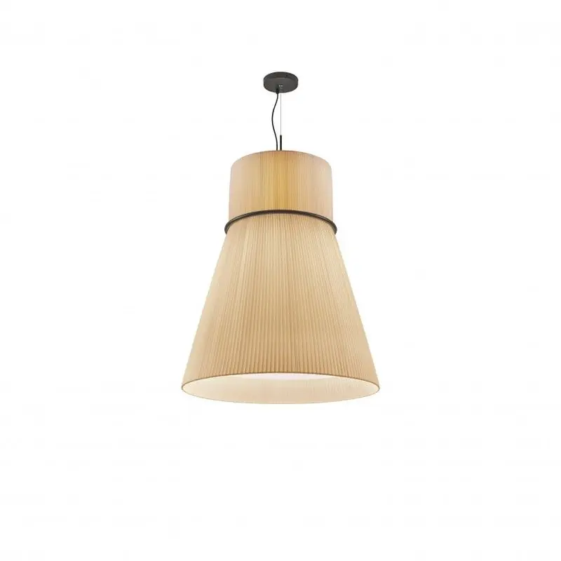 Lampe à suspension modèles Folie S/70 avec structure noire finie en ruban crème translucide par Bover