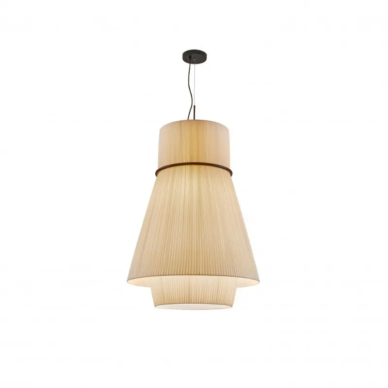 Lampe à suspension modèles Folie S/70.2 avec structure noire finie en ruban translucide crème Bover