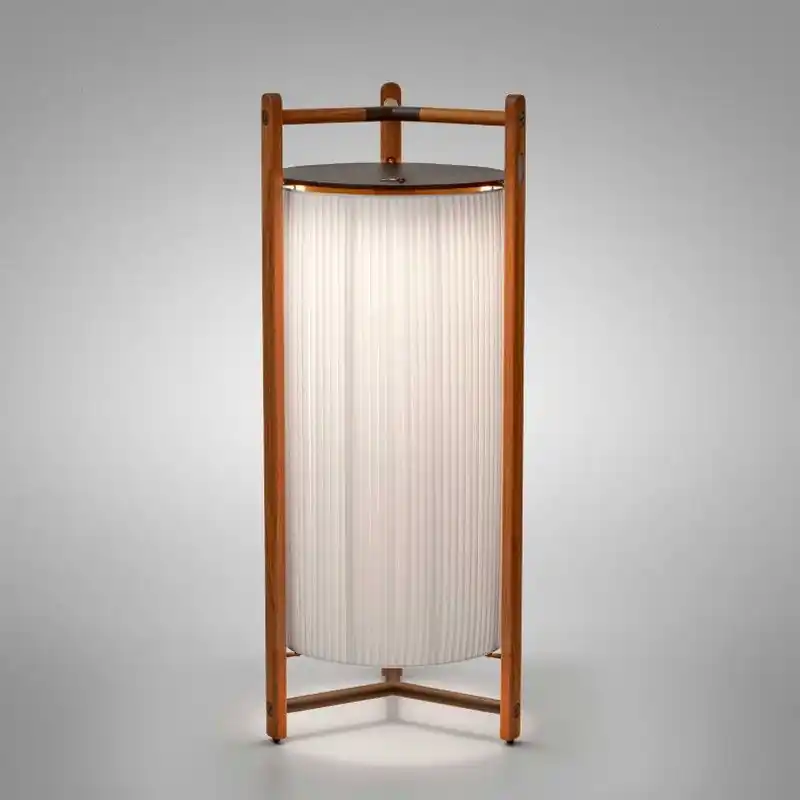Kando P/111/R Lampadaire à batterie avec finition en teck et ruban translucide blanc Bover