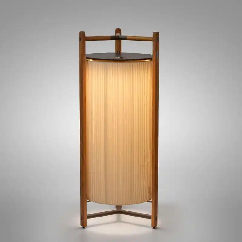 Kando P/111/R Lampadaire à batterie avec finition teck et ruban translucide crème Bover