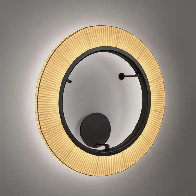 Plafonnier modèle Roda Pf/90 en Marron avec abat-jour Ruban Crème Bover