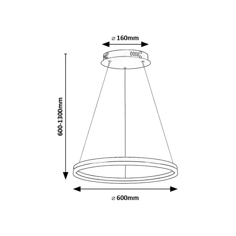Lampe à suspension noire de diamètre 600 mm, modèle Isaure de Rabalux