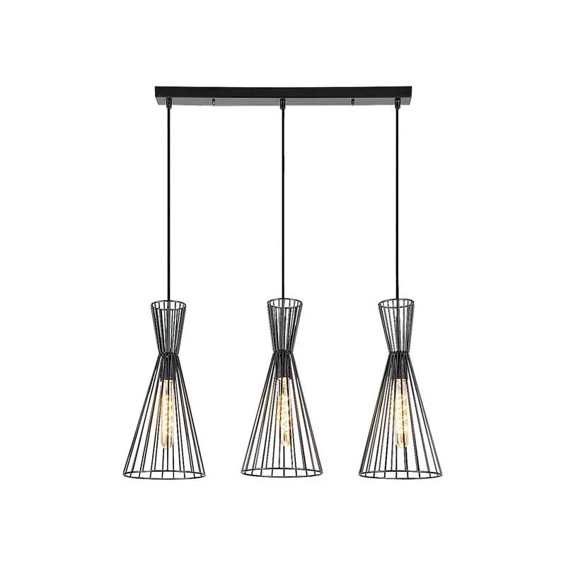 Lampe à suspension Leandros, 3L E27, noire, par Rabalux