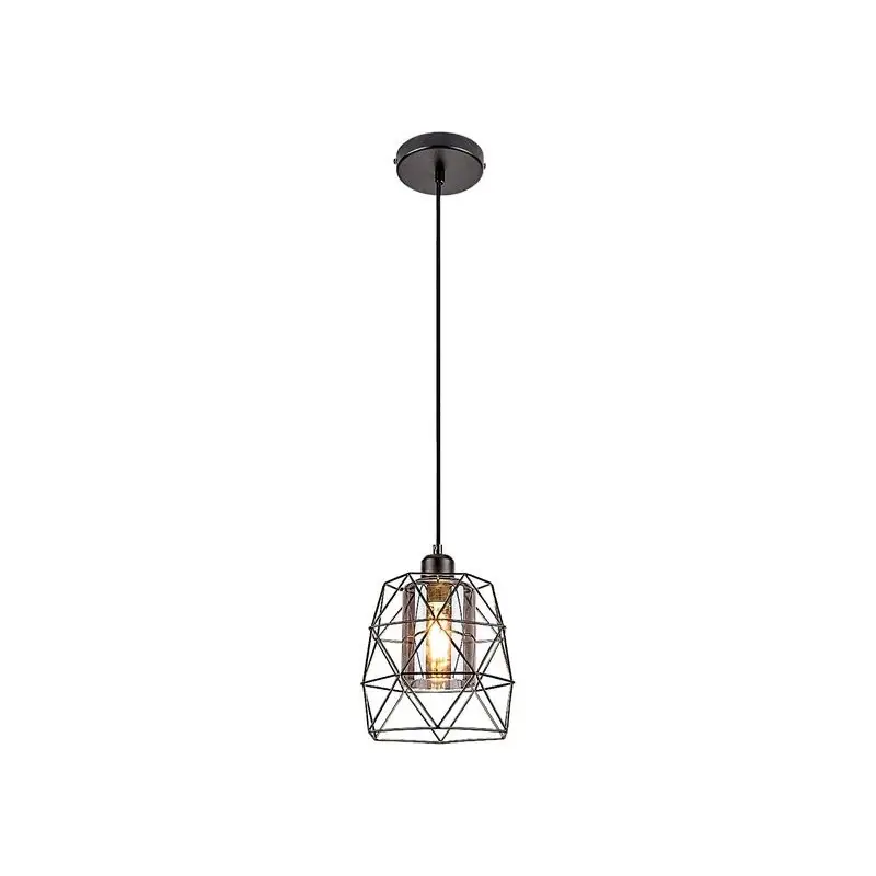 Lampe à suspension 1L E27 noir/verre fumé modèle Emrys de Rabalux